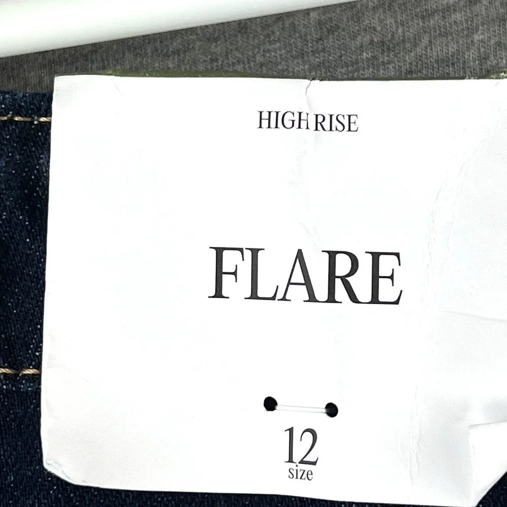 NWT Future Collective Reese Blutstein Women Blue Jean Size12 Flare Leg High Rise